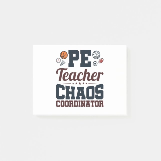 PE Teacher Chaos Coordinator Post-it Notes (Front)