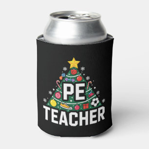 PE Teacher Christmas Tree Ornaments Soccer Xmas Can Cooler