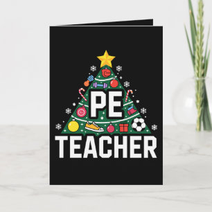 PE Teacher Christmas Tree Ornaments Soccer Xmas Card