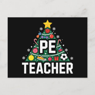 PE Teacher Christmas Tree Ornaments Soccer Xmas Holiday Postcard