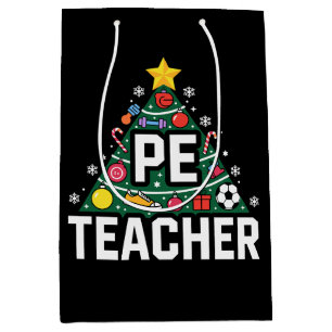 PE Teacher Christmas Tree Ornaments Soccer Xmas Medium Gift Bag