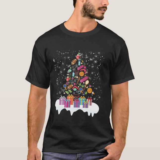 PE Teacher Christmas Tree Physical Education Xmas  T-Shirt (Front)