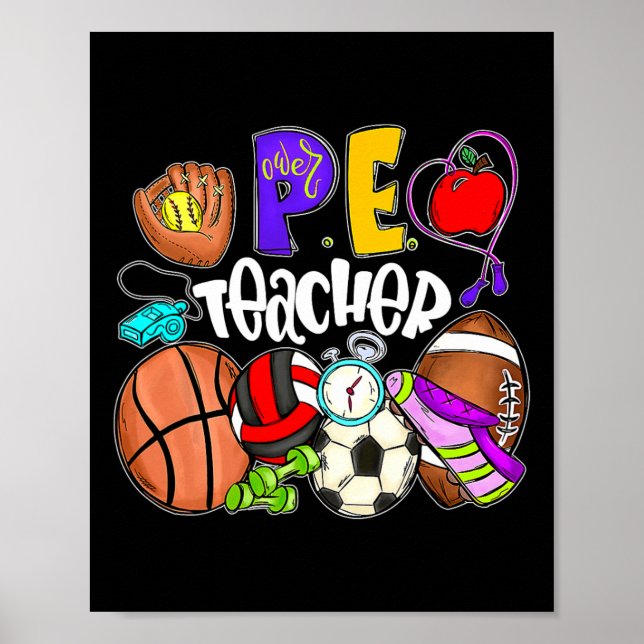 Pe Teacher Fun Physical Education Teacher Back To  Poster (Front)