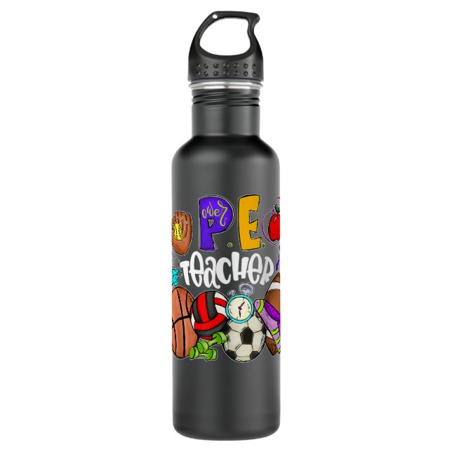 PE Teacher Funny Physical Education Teacher Back T 710 Ml Water Bottle (Front)