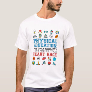 PE Teacher Phys Ed Gym Coach Heart Race T-Shirt