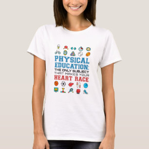 PE Teacher Phys Ed Gym Coach Heart Race T-Shirt