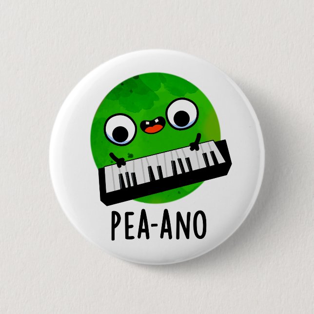 Pea-ano Funny Music Veggie Pea Pun  6 Cm Round Badge (Front)