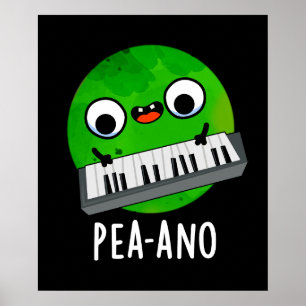 Pea-ano Funny Music Veggie Pea Pun Dark BG Poster