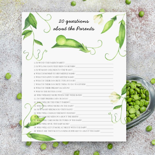 Pea baby shower - 20 questions about the parents (Creator Uploaded)