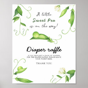 Pea baby shower - diaper raffle poster