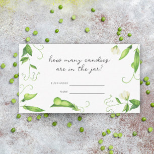 Pea baby shower - guess how many candies enclosure card