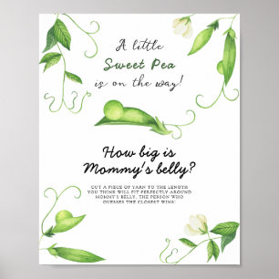 Pea baby shower - how big is mummy's belly game poster