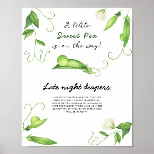 Pea baby shower - Late night diapers game Poster