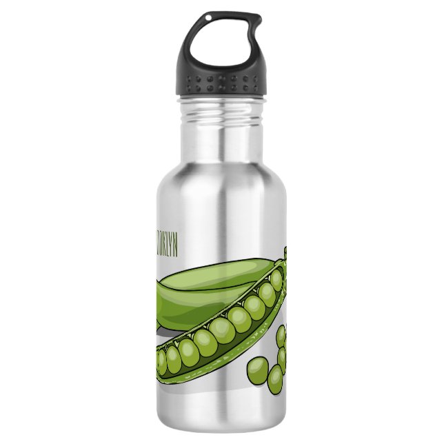 Pea cartoon illustration  532 ml water bottle (Front)