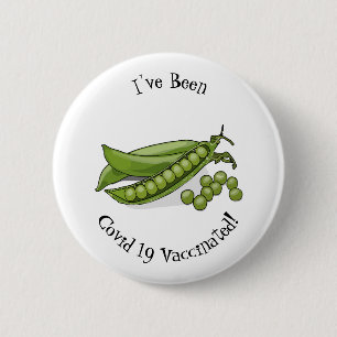 Pea cartoon illustration 6 cm round badge