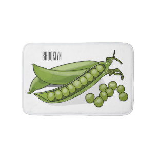 Pea cartoon illustration bath mat