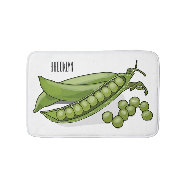 Pea cartoon illustration  bath mat (Front)