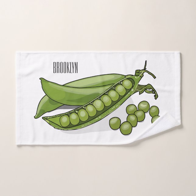 Pea cartoon illustration  bath towel set (Hand Towel)
