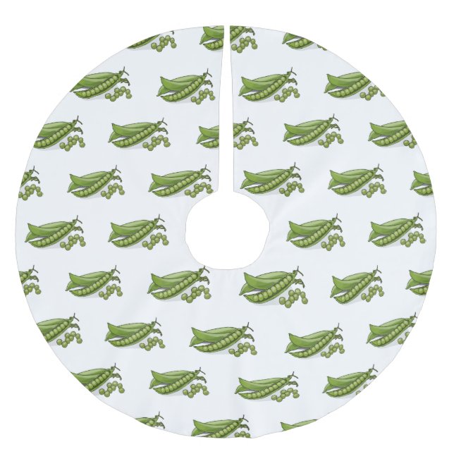 Pea cartoon illustration  brushed polyester tree skirt (Front)