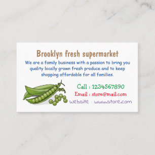 Pea cartoon illustration business card