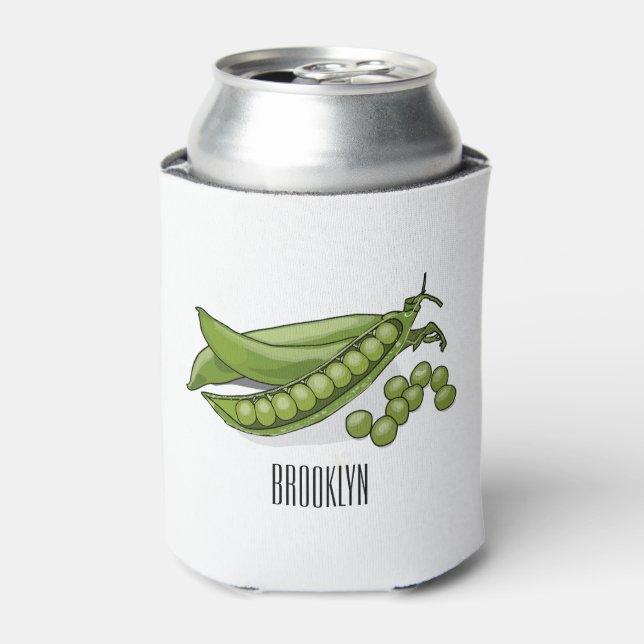 Pea cartoon illustration  can cooler (Can Front)