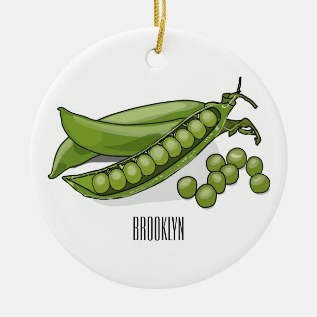 Pea cartoon illustration  ceramic tree decoration (Front)