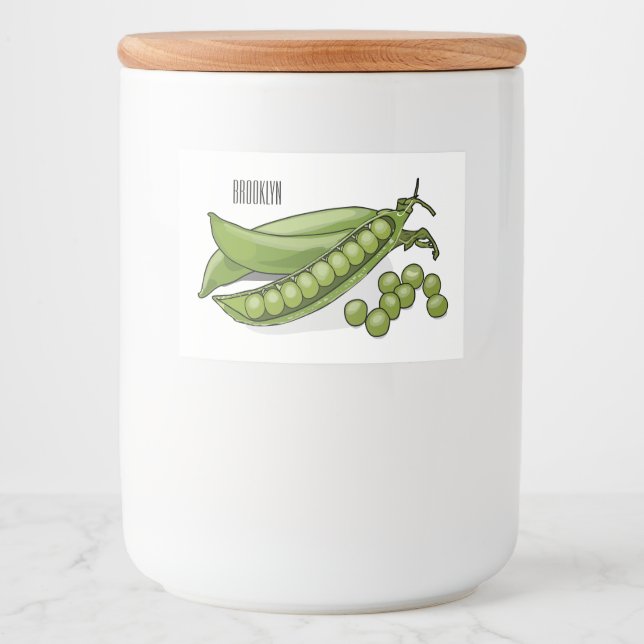 Pea cartoon illustration  food label (Front)
