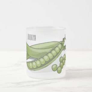 Pea cartoon illustration frosted glass coffee mug