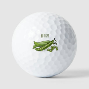 Pea cartoon illustration  golf balls