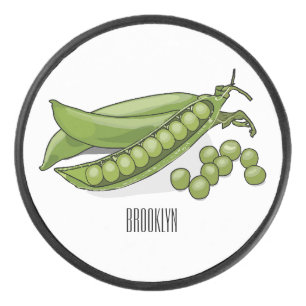 Pea cartoon illustration  hockey puck
