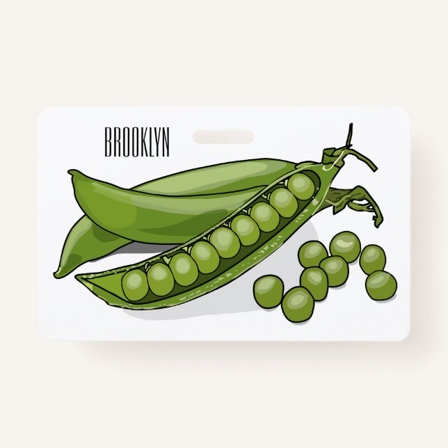 Pea cartoon illustration  ID badge (Front)