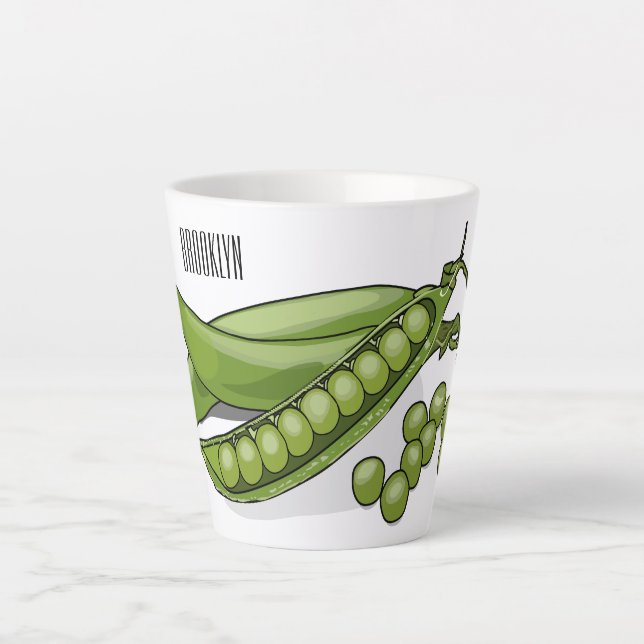 Pea cartoon illustration  latte mug (Front)