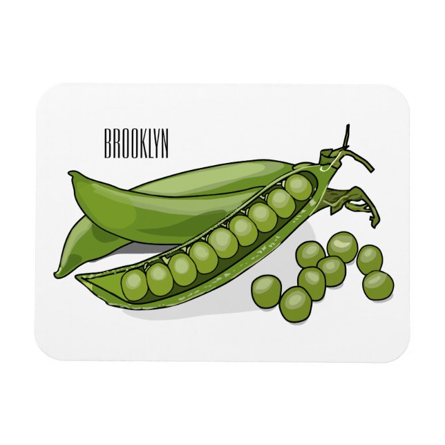 Pea cartoon illustration  magnet (Horizontal)
