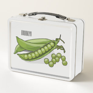 Pea cartoon illustration  metal lunch box