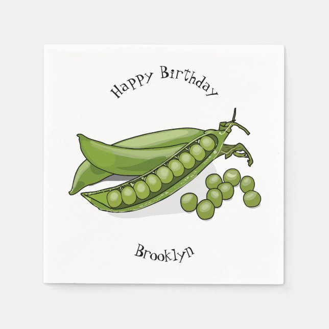Pea cartoon illustration napkin (Front)