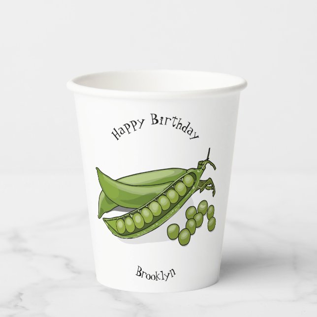 Pea cartoon illustration paper cups (Front)