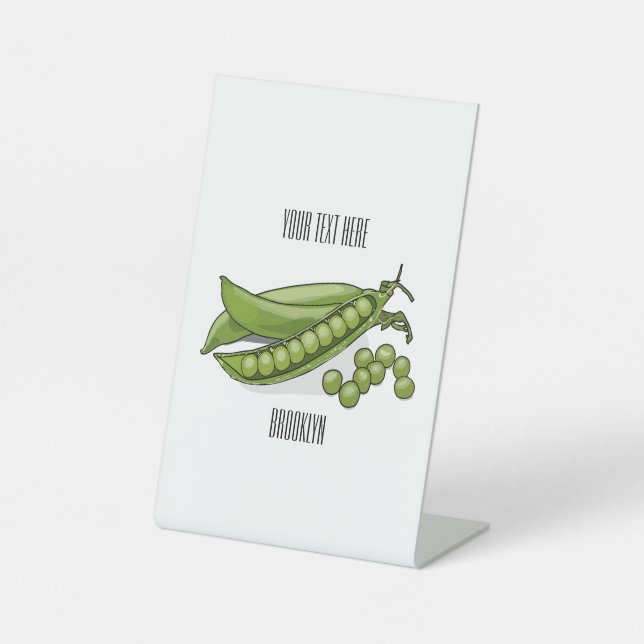 Pea cartoon illustration  pedestal sign (Front)