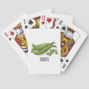Pea cartoon illustration playing cards