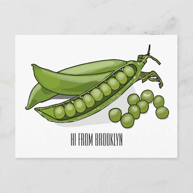 Pea cartoon illustration  postcard (Front)