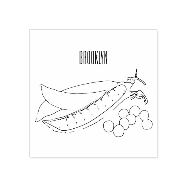 Pea cartoon illustration rubber stamp (Imprint)
