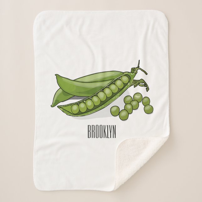 Pea cartoon illustration sherpa blanket (Front)