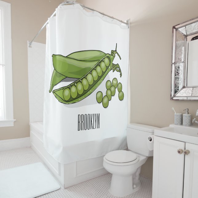 Pea cartoon illustration  shower curtain (In Situ)