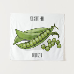 Pea cartoon illustration  tapestry