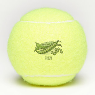 Pea cartoon illustration  tennis balls