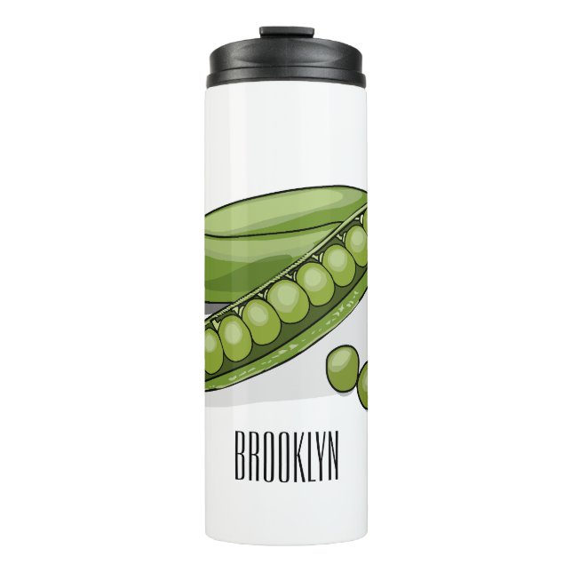 Pea cartoon illustration  thermal tumbler (Front)