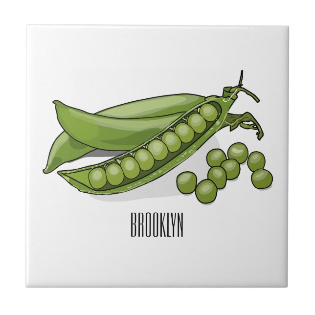 Pea cartoon illustration  tile (Front)
