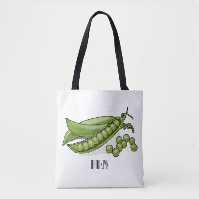 Pea cartoon illustration  tote bag (Front)
