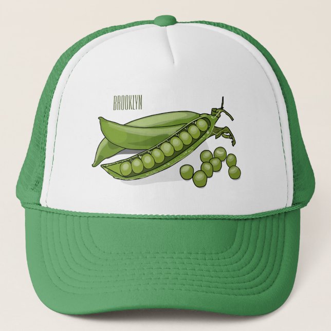 Pea cartoon illustration  trucker hat (Front)