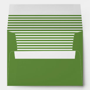 Pea Green and White Striped  Envelopes