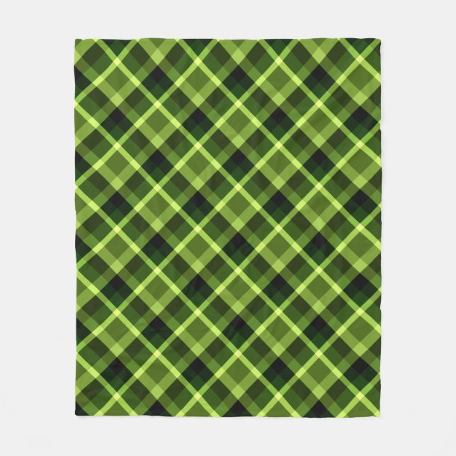 Pea Green Plaid Pattern Medium Fleece Blanket (Front)